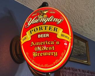 Yuengling Dark Porter Brewed Beer Rotating, Lighted Beer Sign Rare