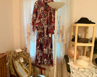 Antique hats, dresses from the 60s and 70s , antique platform rocker 