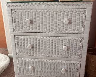 White wicker dresser