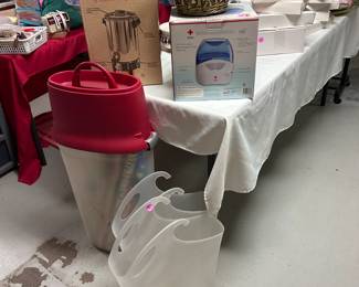 Wrapping paper, storage containers, coffee maker, cool mist humidifier