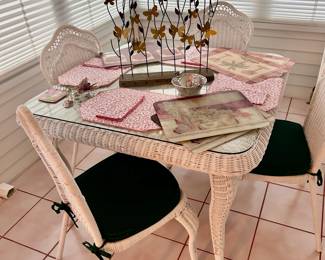 White wicker porch furniture