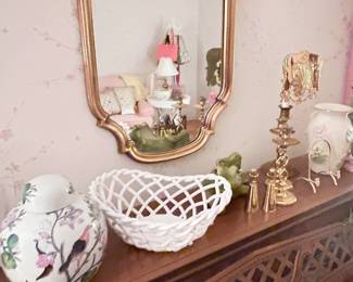 Gold / brass scalloped vintage mirror