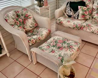 White wicker porch furniture