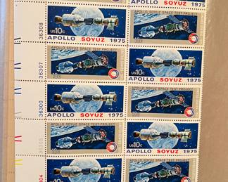 1975 Apollo Soyuz postage stamps. 16 per sheet, 20 sheets.