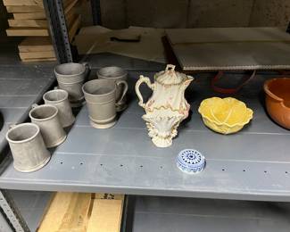 Pewter & misc vintage dishes