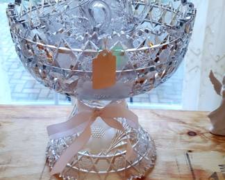 Antique Cut glass small punch bowl & Cups.