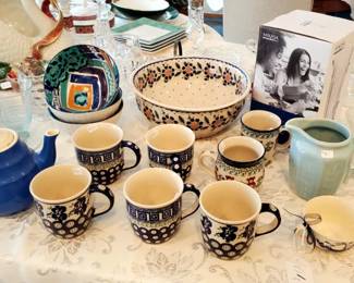 Polish Pottery Bowl & Mugs