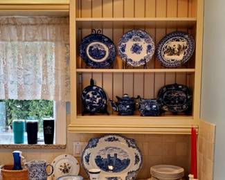 19thc Flow Blue and Staffordshire pieces.