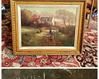 19thc oil on canvas signed Walter L Pender dated 1978 Cows returning home.