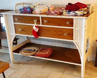 Large Antique Wicker Sideboard