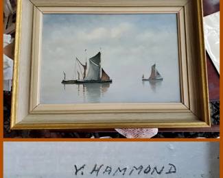 Vintage Oil painting Signed Y Hammond, more information the back side.