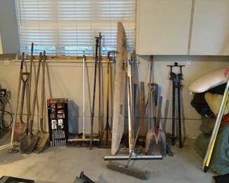 Shovels, rakes, hoes, large clamps and more