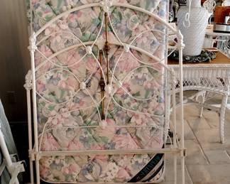 Antique wrought Iron Bed Twin with Box springs & mattress. Side rails & Slates included