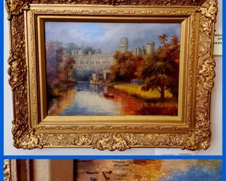 19thc Oil on canvas signed F.F of Warwick Castle