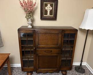 Antique secretary and bookcase with glass doors