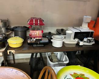 Assorted kitchen appliances and utensils