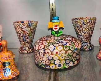 A selection of over 200 pieces of Vintage Venetian Murano Millefiori Murrine, Fratelli Toso etc. glass. Lamps, vases, bottles, animal figures etc.