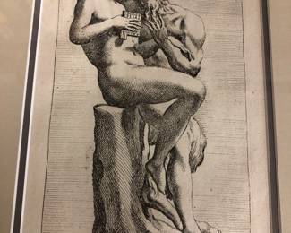 Francois Perrier ca. 1647 Satyr & Pan engraving