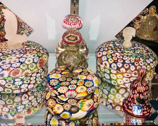 A selection of over 200 pieces of Vintage Venetian Murano Millefiori Murrine, Fratelli Toso etc. glass. Lamps, vases, bottles, animal figures etc.