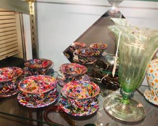 A selection of over 200 pieces of Vintage Venetian Murano Millefiori Murrine, Fratelli Toso etc. glass. Lamps, vases, bottles, animal figures etc.