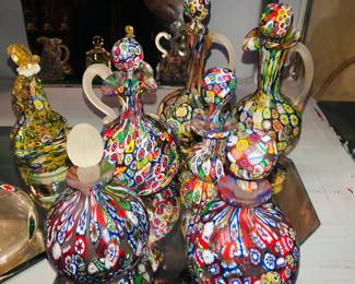 A selection of over 200 pieces of Vintage Venetian Murano Millefiori Murrine, Fratelli Toso etc. glass. Lamps, vases, bottles, animal figures etc.