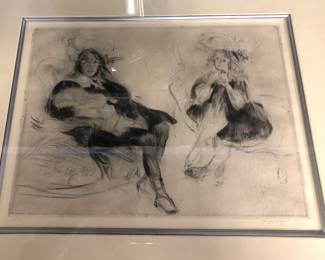 Jacques Villon original signed 1905 etching “Social Call”