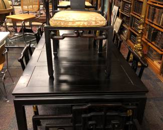 Chinese ebony wood dining table with 6 chairs