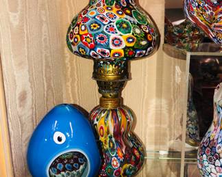 A selection of over 200 pieces of Vintage Venetian Murano Millefiori Murrine, Fratelli Toso etc. glass. Lamps, vases, bottles, animal figures etc.