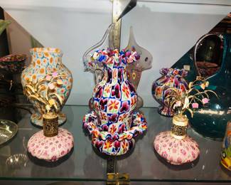A selection of over 200 pieces of Vintage Venetian Murano Millefiori Murrine, Fratelli Toso etc. glass. Lamps, vases, bottles, animal figures etc.