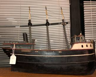 Large wood boat model