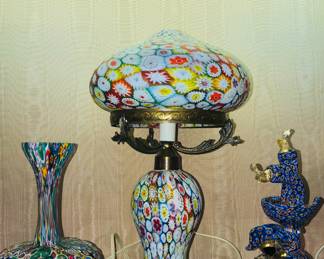 A selection of over 200 pieces of Vintage Venetian Murano Millefiori Murrine, Fratelli Toso etc. glass. Lamps, vases, bottles, animal figures etc.