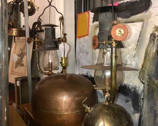 Antique polished brass lamps