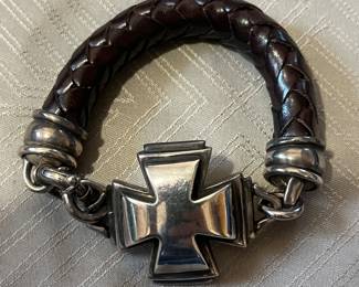 Classic sterling leather Kieselstein-Cord bracelet.