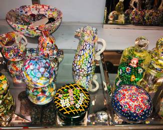 A selection of over 200 pieces of Vintage Venetian Murano Millefiori Murrine, Fratelli Toso etc. glass. Lamps, vases, bottles, animal figures etc.