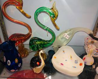 A selection of over 200 pieces of Vintage Venetian Murano Millefiori Murrine, Fratelli Toso etc. glass. Lamps, vases, bottles, animal figures etc.