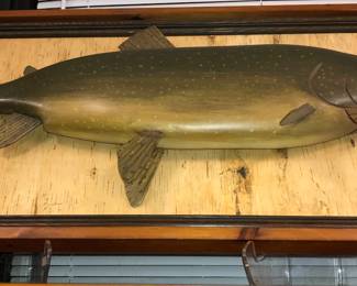 Large carved fish trophy
