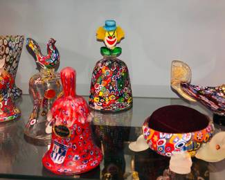 A selection of over 200 pieces of Vintage Venetian Murano Millefiori Murrine, Fratelli Toso etc. glass. Lamps, vases, bottles, animal figures etc.