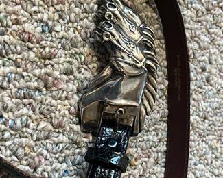 A chunky heavy sterling triple equestrian Kieselstein-Cord belt.