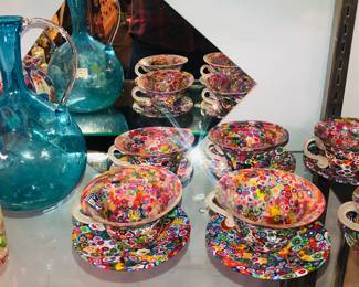 A selection of over 200 pieces of Vintage Venetian Murano Millefiori Murrine, Fratelli Toso etc. glass. Lamps, vases, bottles, animal figures etc.