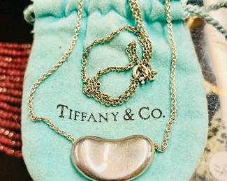 Tiffany Elsa Peretti large bean sterling necklace.