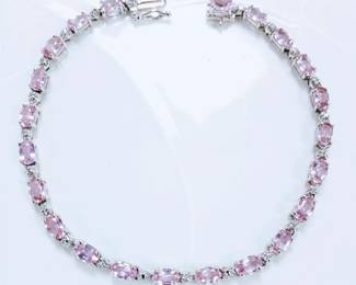 Pink sapphire and diamond bracelet 
in 14k white gold. 7" 
Sale price $649