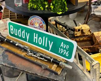 Metal Buddy Holly St. sign