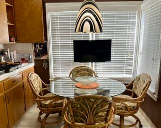 rattan table and four chairs