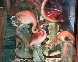 vintage pink flamingo figurines