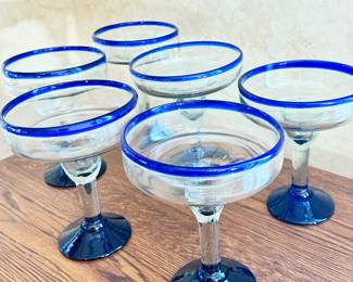 Cobalt Blue Rim Margarita
Glasses - Set of 6 (16 oz each)
Features: HANDMADE -
Each Mexican blown