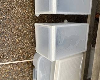 Plastic storage containers - great for holiday decorations.