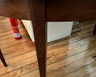 Pair of Pioneer Furniture Company mahogany demilune tables.