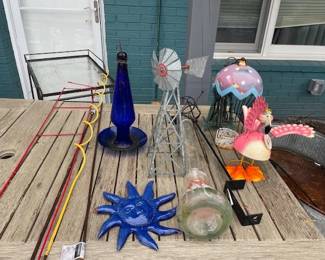 Assorted yard art.