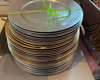 Silver and gold chargers - great for Christmas.