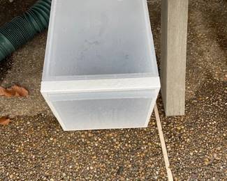 Plastic storage containers - great for holiday decorations.